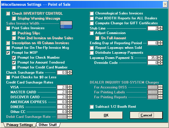 Point-of-Sale Miscellaneous Settings