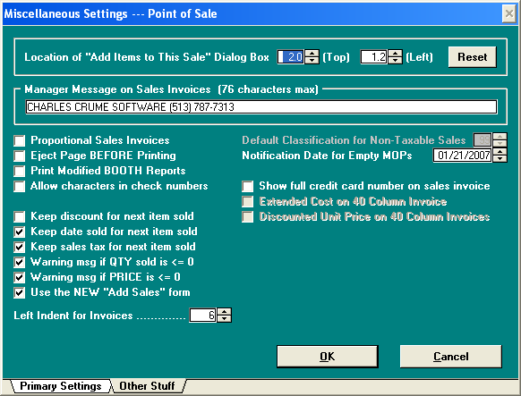 Point-of-Sale Miscellaneous Settings (secondary page of)