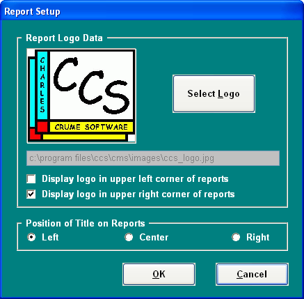 Report Setup -- we can also create custom headers to your specifications